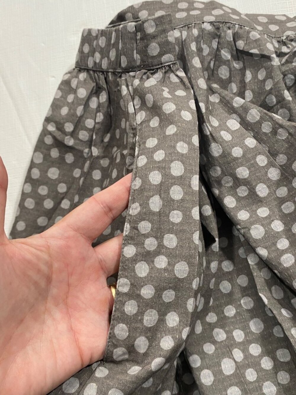 Gudrun Sjödén Gray Polka Dot Organic Cotton Maxi Skirt With Elastic Waist Size L - Picture 7 of 10